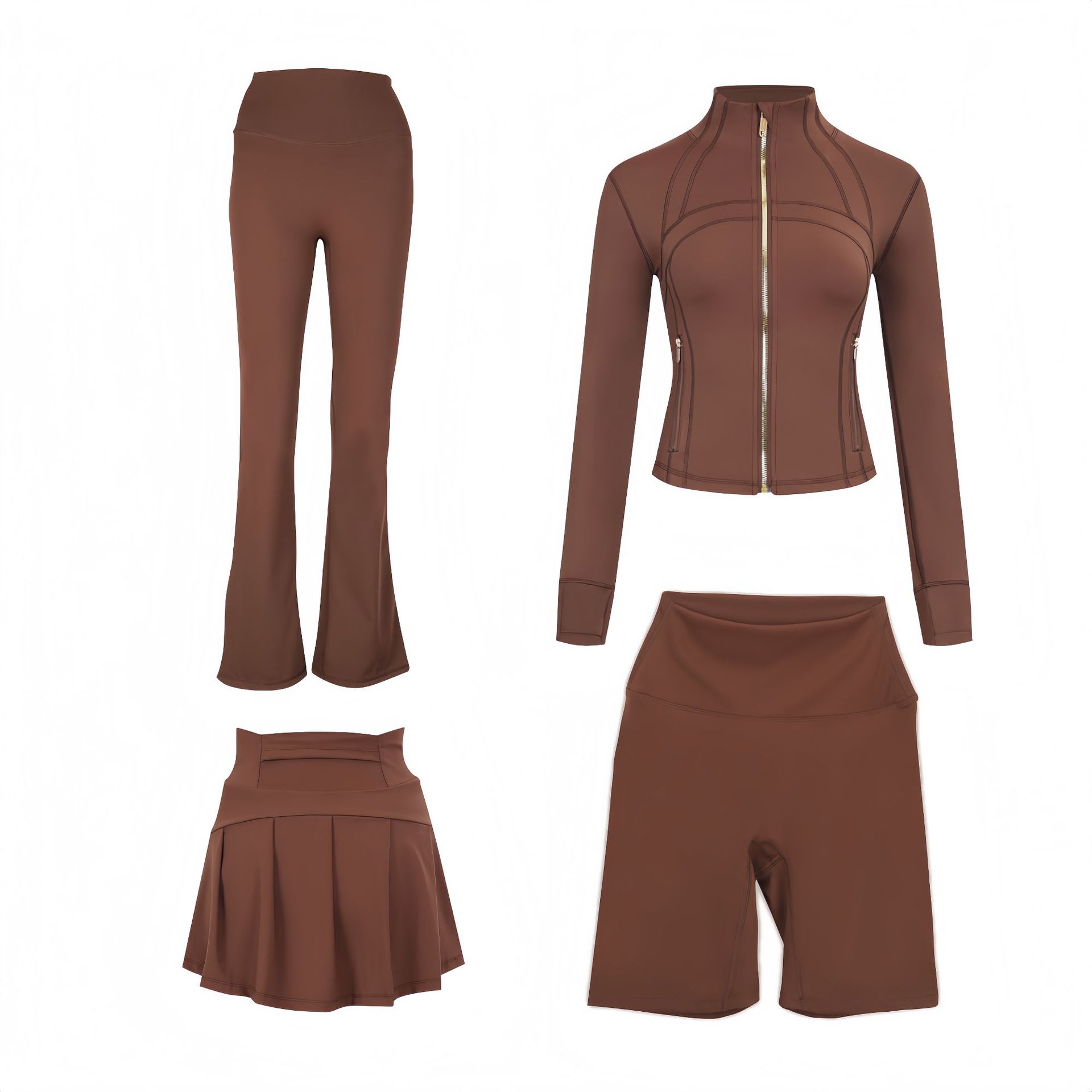 Women's Slim Fit Elastic Active Set With Jacket And Skirt_voghion.com