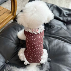 狗狗秋冬碎花护肚衣比熊泰迪雪纳瑞幼犬小型犬背心保暖猫咪居家服
