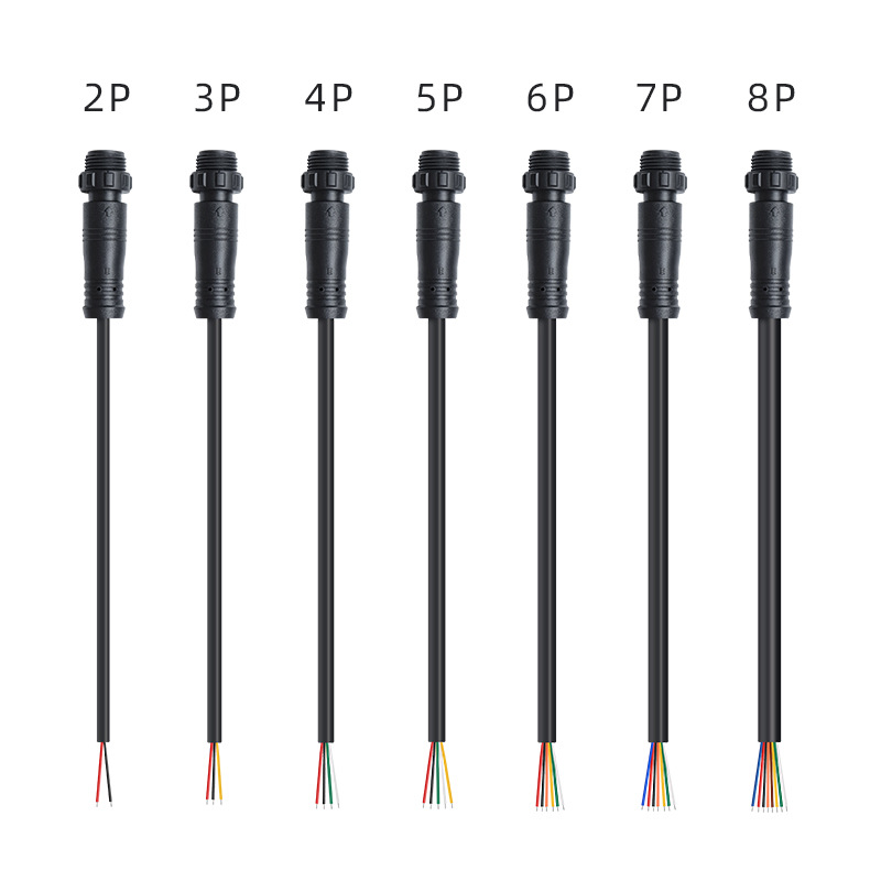Wholesale 2P 3P 4P 5P 6P 7P 8P aviation connectors male/female mating IP67 waterproof connection cables M12 power cord