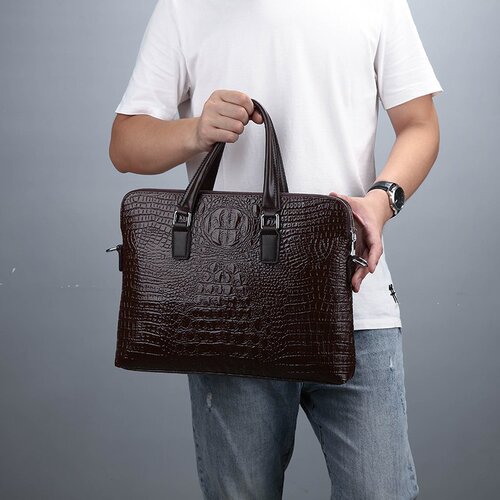 European and American men's fashion new crocodile pattern top-handle briefcase executive business laptop bag gift bag for men