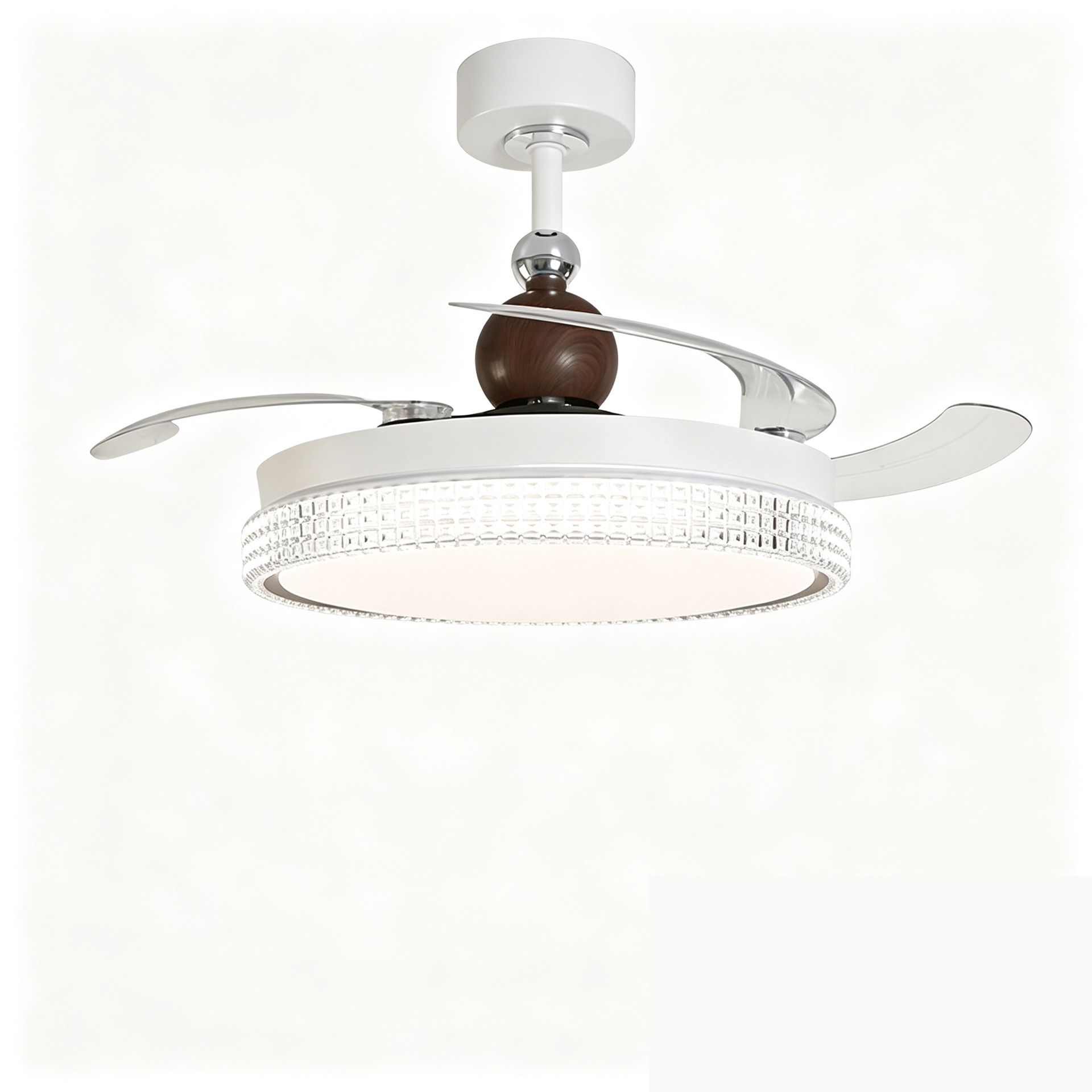 Lámpara Ventilador de Techo de Hierro, ABS y PVC, Invisible, Regulable con Control Remoto para Dormitorio y Restaurante