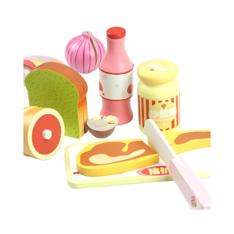 Pastelería de madera brunch juguete frutas y verduras corte imán corte jugar casa chica cocina juguete