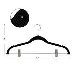 42cm adult pants hanger with plush fabric, clips, anti-slip, clothing store rack, drying rack, plastic hanger, wholesale