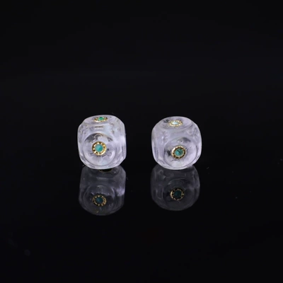 Zərgərlik ara hissələri — Spacer Beads, Decorative Beads - imitation-white-crystal-square-beads-10mm