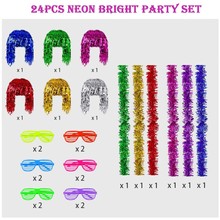 亚马逊跨境节日化妆道具pet雨丝帽假发球迷帽真人秀cos雨丝假发m