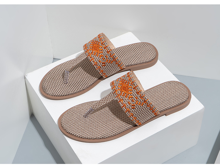 Cfxxy-149 žabky zahraničního obchodu, módní výšivky, pantofle, dámské pantofle, plážové lněné sandály, dámské boty_voghion.com