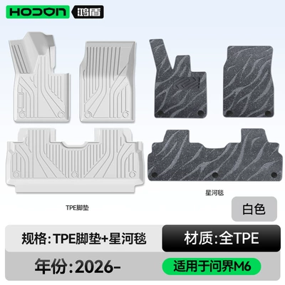Huawei Car Interior Modification Accessories Modelə uyğun ayaqaltı - 212t01-wenjie-m6-26-models-double-layered-floor-mats-white-tpe-gray-galaxy-blanket-starlight-embellishment