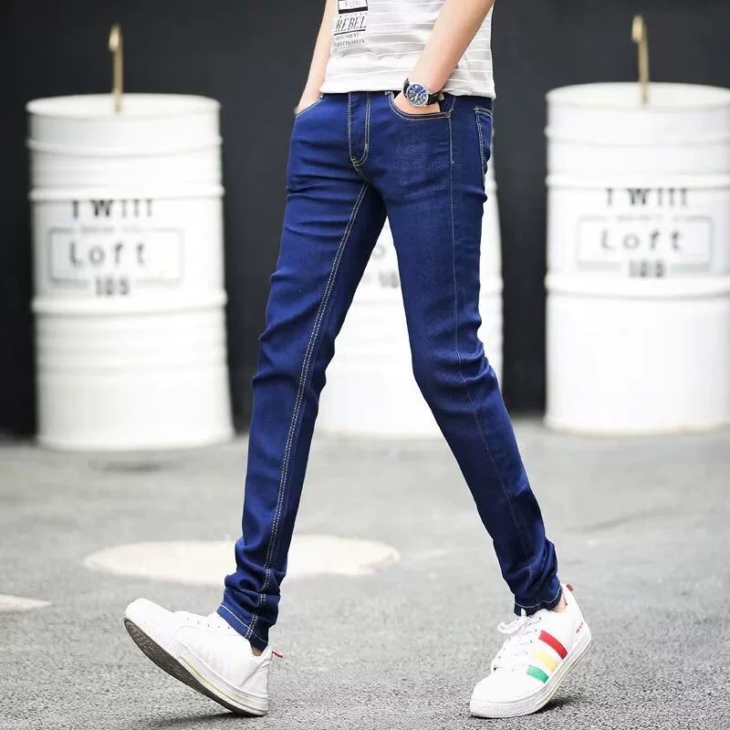 (Кросс-бордерная торговля), джинсы, мужские брюки, со снежинками, slim fit, корейский стиль, облегающие