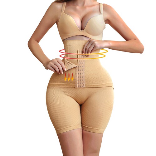 Women's New Seamless Abdominal Cinching Pants High-Waisted Postpartum Repair Shaping Pants Abdominal Cinching, Button Shaping Flat-Bottom Underwear
