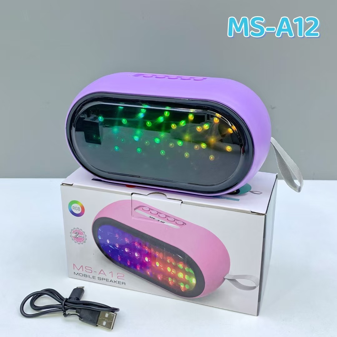 Transfronterizo MS-A12 altavoz Bluetooth de escritorio compacto portátil TWS sonido cool iluminación altavoz de tarjeta al aire libre