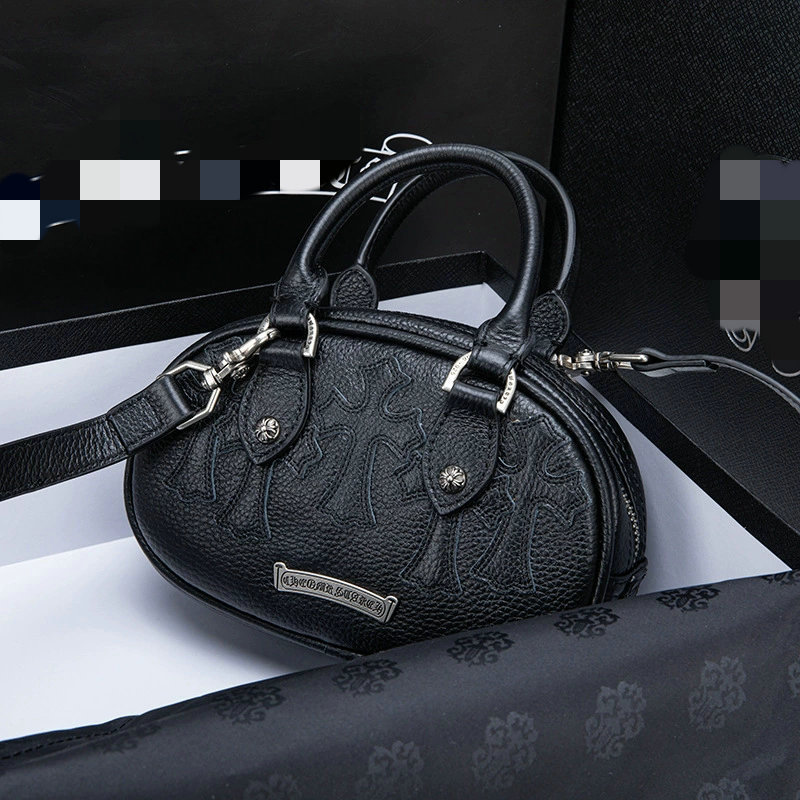 Genuine Leather Chrome Hearts Style Women's Handbag New Commuter Versatile Bowling Bag Crossbody Shoulder Bag Niche Design - Thumbnail 4