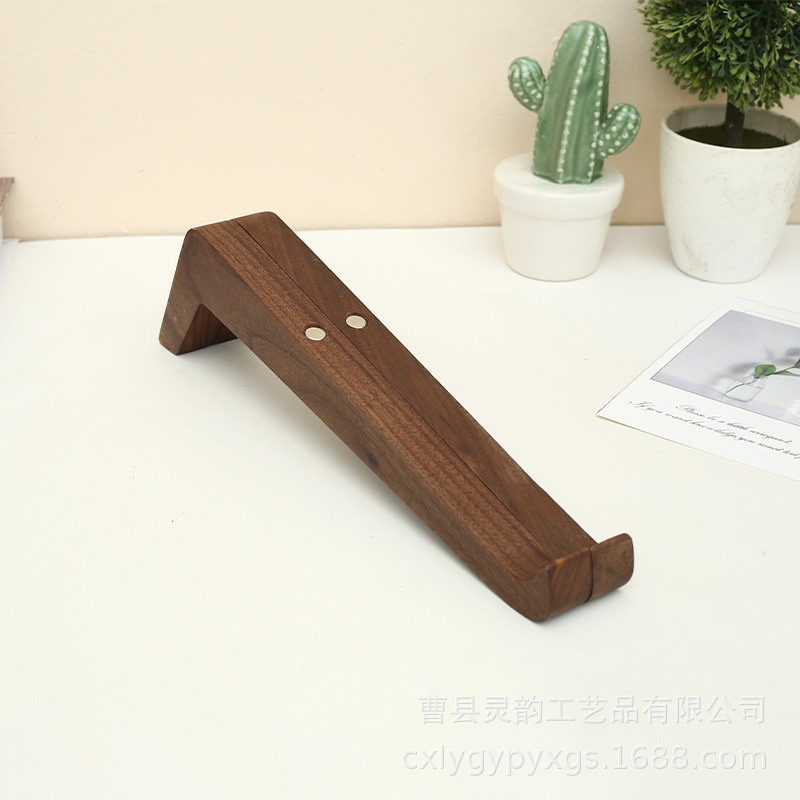 Venta al por mayor de madera maciza estante de refrigeración perezoso artefacto Nogal Negro soporte de computadora portátil altura creciente rack soporte de computadora retráctil