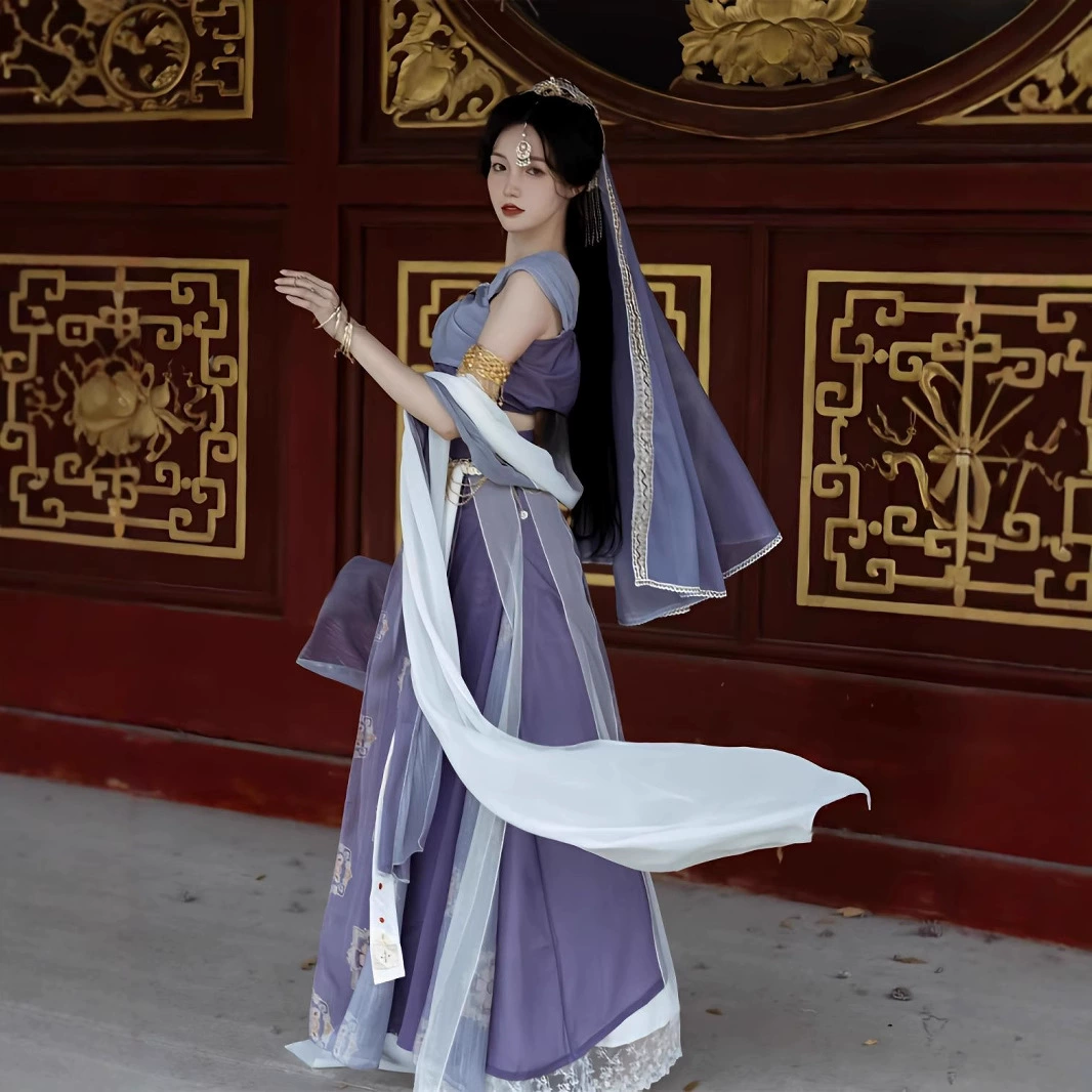 Экзотический стиль принцессы Цзянь Яо Дуньхуань Фэйтиан улучшенный женский костюм в западном стиле династии Хань с элементами Хань