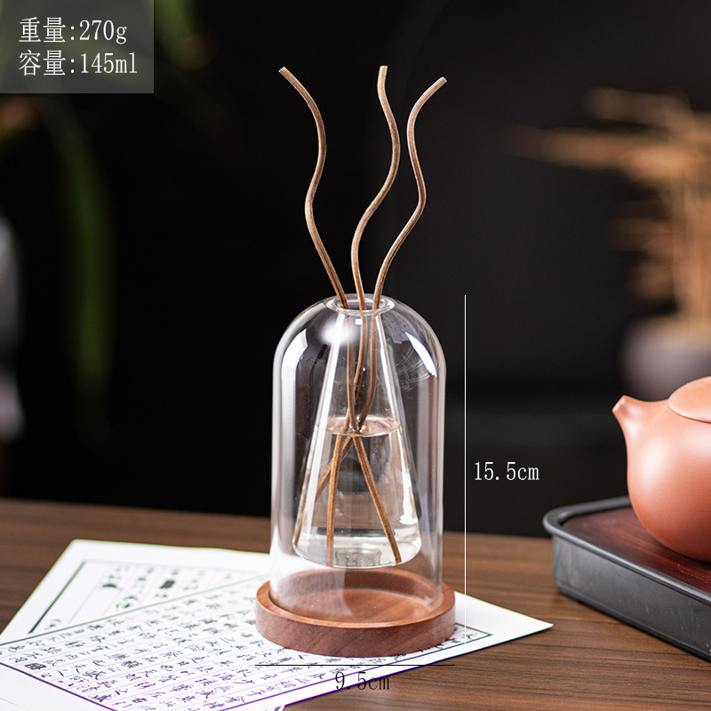 Botella de aromaterapia de vidrio, botella vacía transparente, accesorios sin llama, decoración del hogar, adornos, flores secas de ratán, fragancia, estilo ins, decoración del hogar