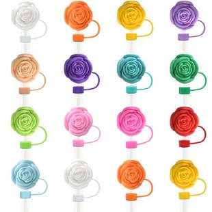 Flower Series Straw Cap 10mm Universal Half 3D Octagonal Straw Cap Cartoon Dustproof Straw Plug