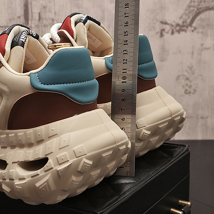 Kalın tabanlı boy uzatan baba günlük trend renk bloklu yeni genç erkek ayakkabıları, şık spor çok yönlü_voghion.com