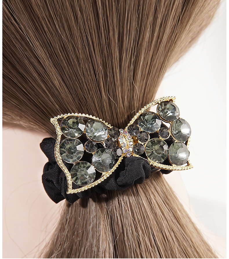 Fashion Retro Rhinestone Bow Hair Ring Head Rope Hair Accessories display picture 1