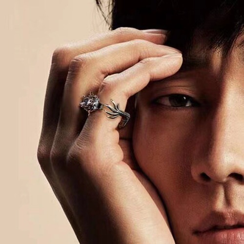 Chiba Taiyin Retro Silver Dragon Ring Men's Trendy Single Noble Retro National Style Animal Shape Index Finger Ring