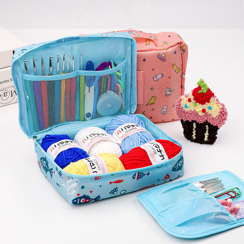 Newbie Crochet Tool Handmade Crochet Kit Full Set Materials Soft Handle Crochet Needle Sweater Yarn Needle Crochet Doll Kit