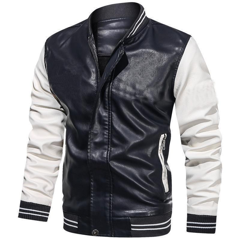 Amazon autumn and winter cross-border men's color PU leather men's light version can be printed casual collar coat men's wholesale