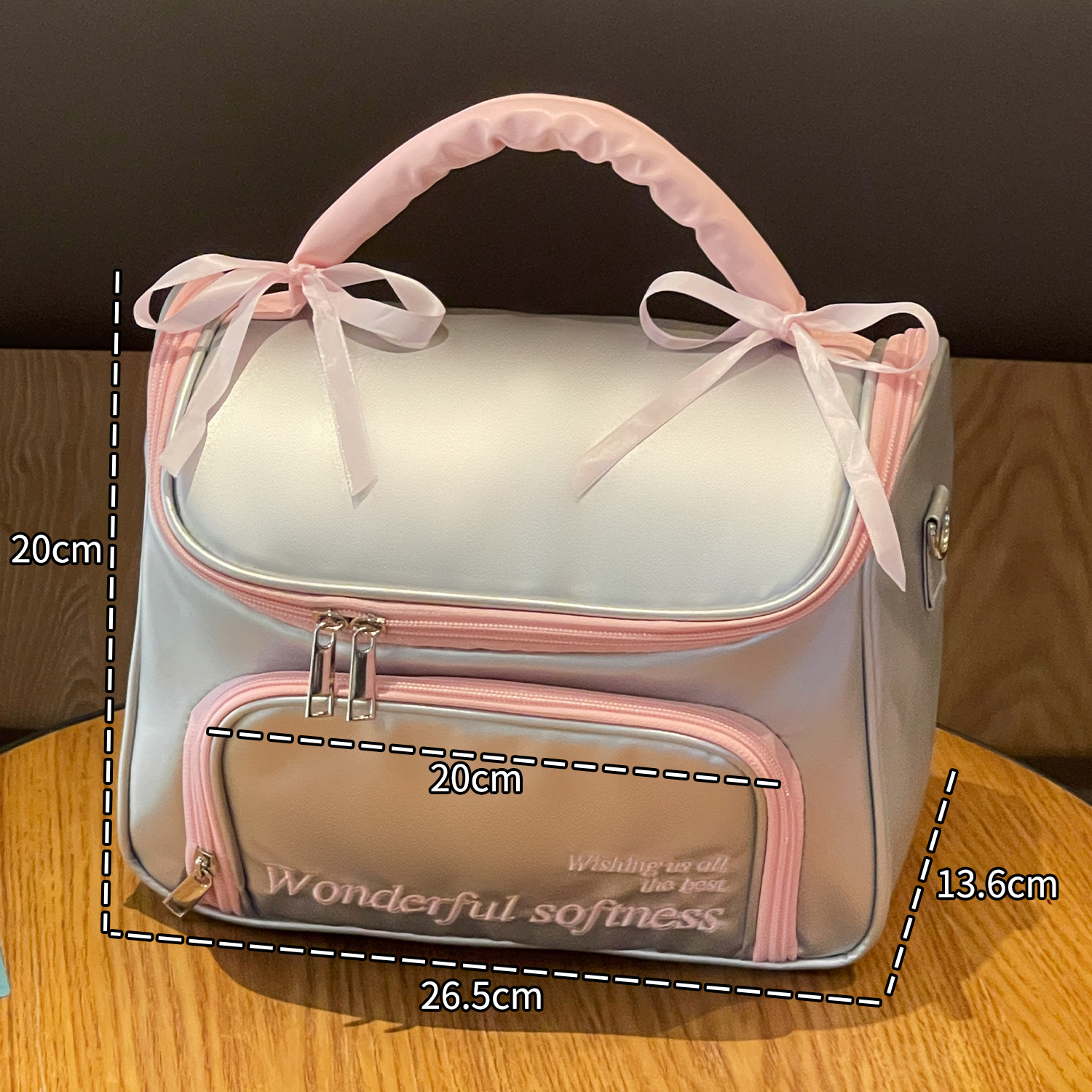Nueva bolsa de maquillaje de arco simple portátil bolsa de almacenamiento de mano bolsa de lavado impermeable de gran capacidad