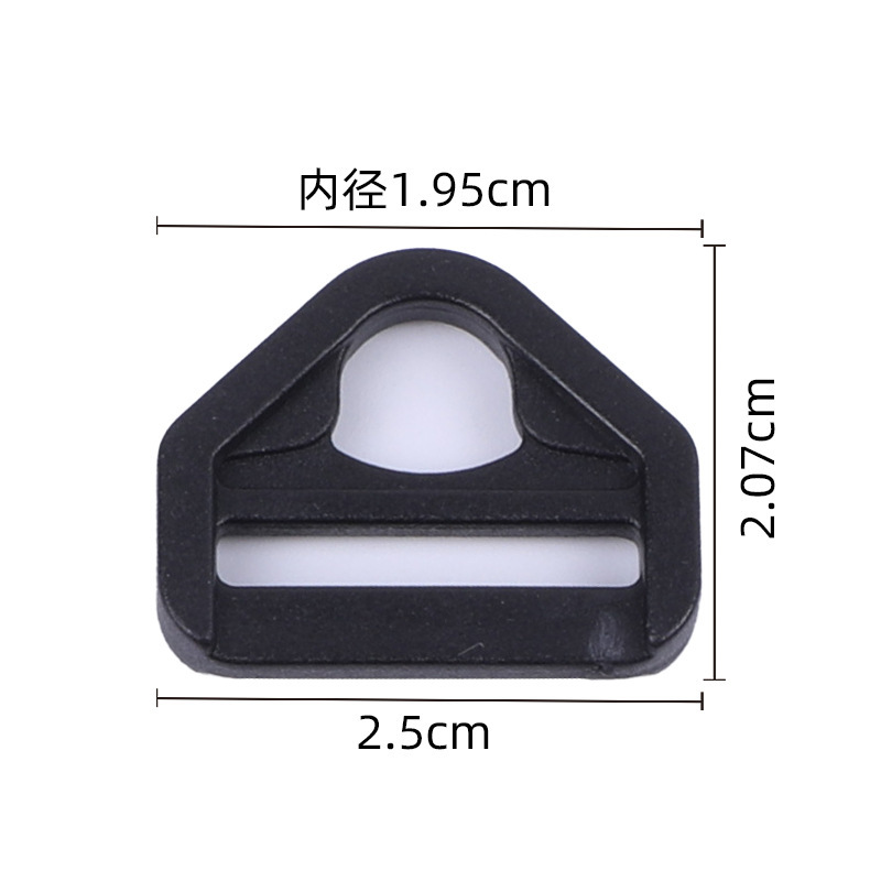 Multi-tamaño de plástico negro en forma de D triángulo hebilla mochila correa bolsa de mano correa ajuste fijo accesorios hebilla