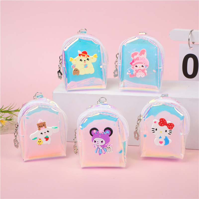 Nuevo bolso de cambio de gelatina transparente portátil mini bolso de llaves de dibujos animados Kuro lindo bolso de almacenamiento de auriculares