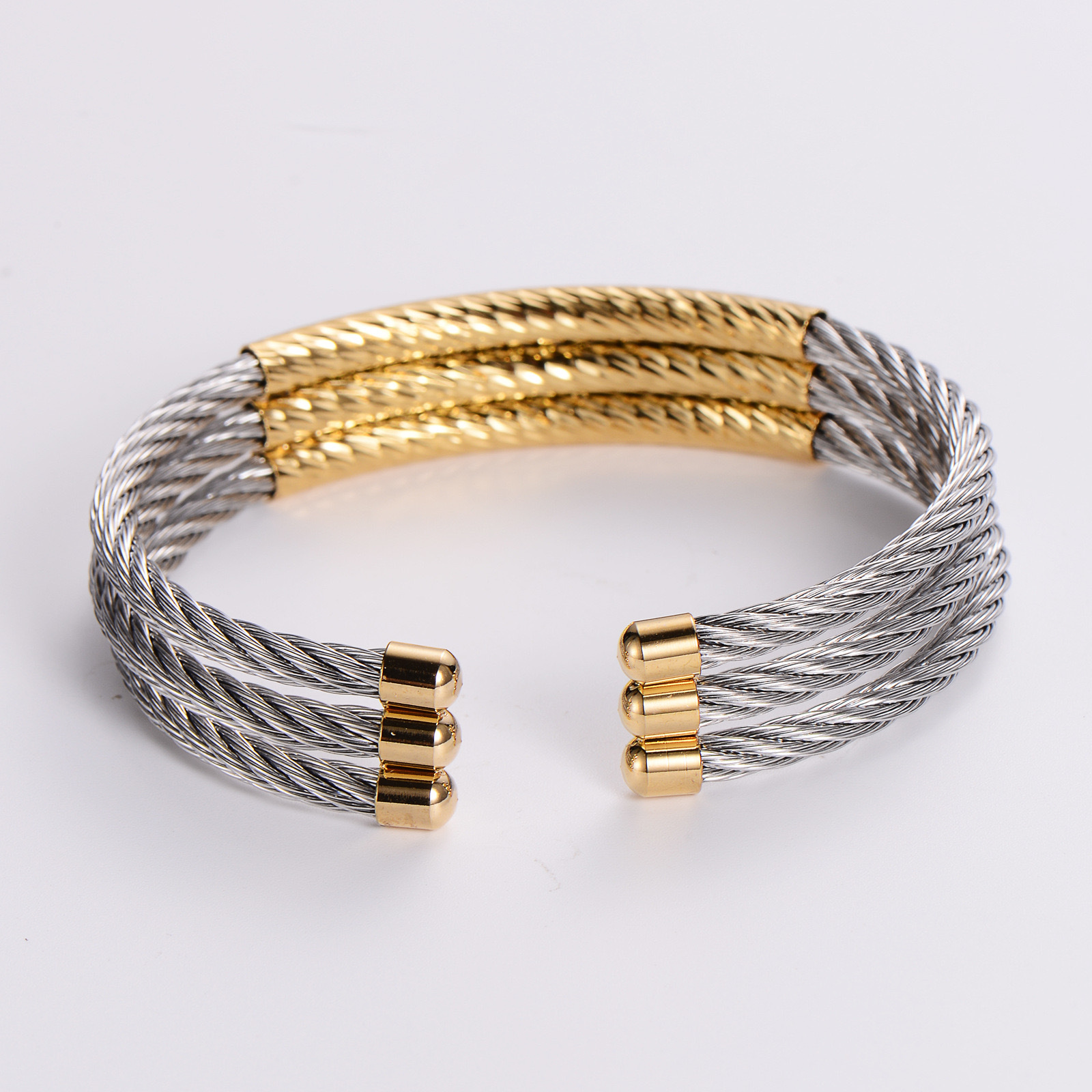 Holiday, Daily Occasion Titanium Steel Material Color Block Pattern Hip-Hop Retro Color Block Titanium Steel Bangle In Bulk