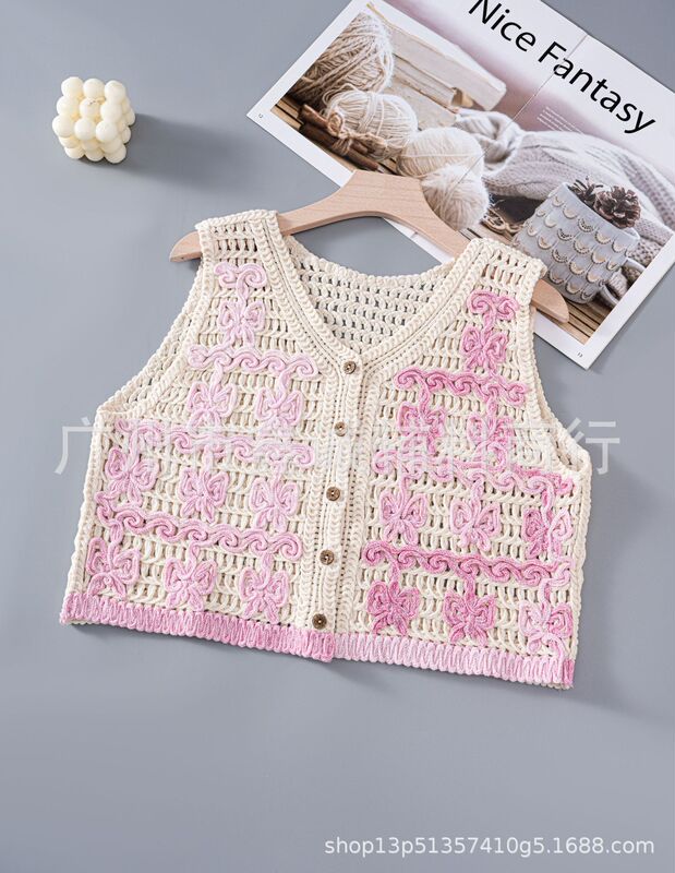 エスニック風ベスト、刺繍レイヤード、ベスト、アーティスティックショートジャケット、タッセルベスト、レトロ|undefined