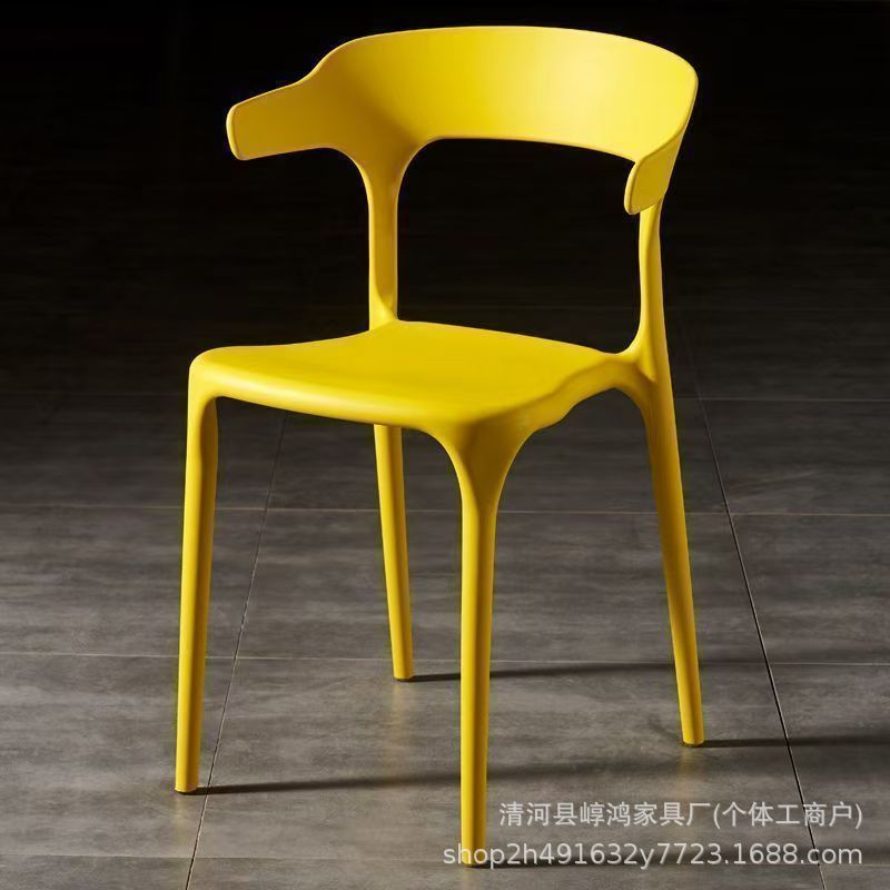 加厚塑料椅子牛角椅北欧靠背椅成人胶椅家用餐椅现代简约户外椅子|undefined