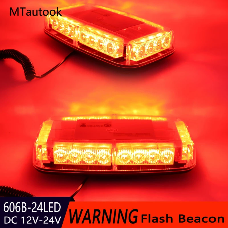 24LED24W Автомобильная вспышка сигнальная лампа потолочный светильник инженерный Автомобиль на крыше короткий ряд длиннорядный стробоскоп