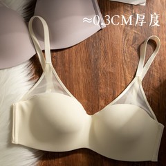 原版无痕网纱半杯内衣女提拉小胸聚拢透气无钢圈收副乳防下垂文胸