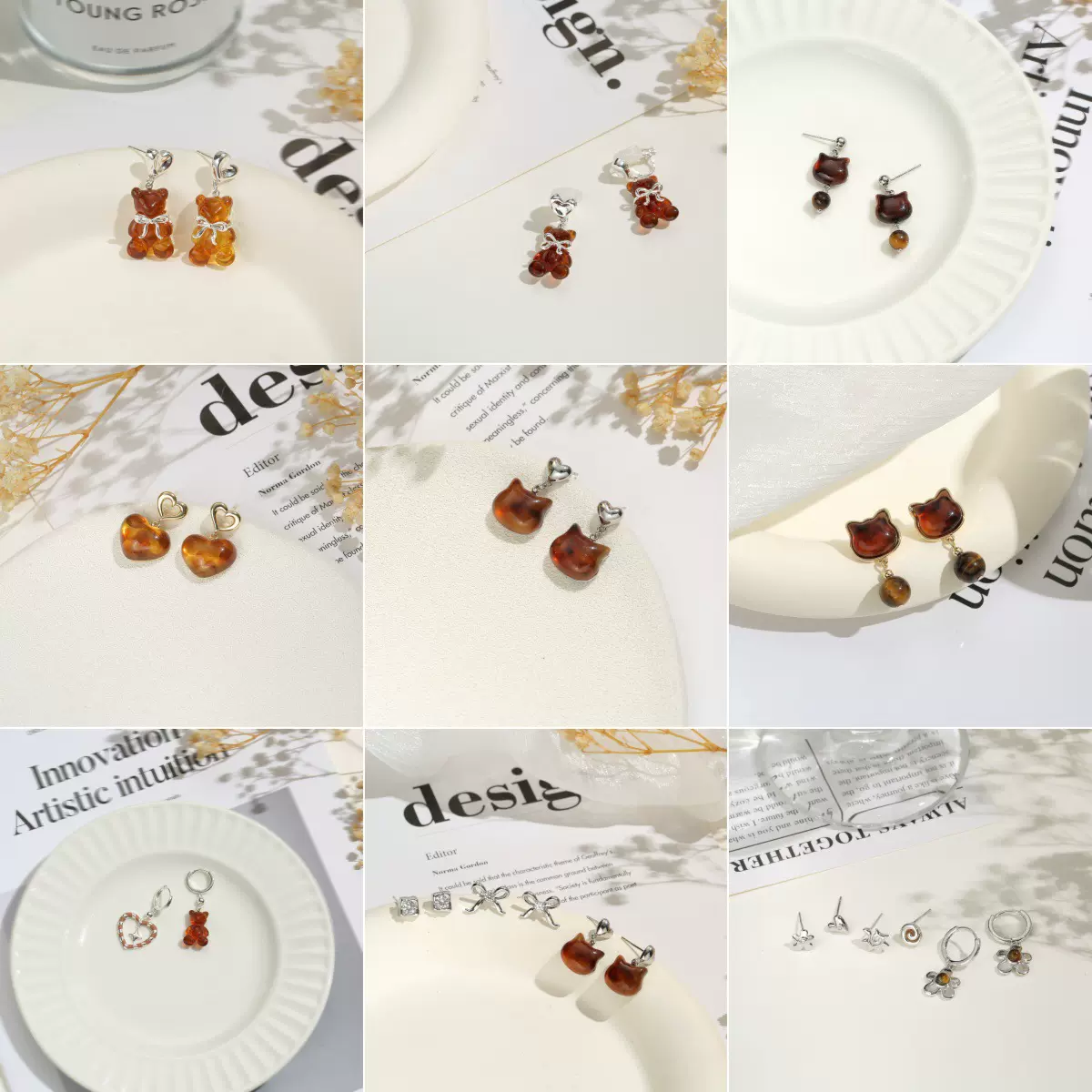 零尚自主设计宠物系列耳钉s925银针耳饰环保电镀义乌首饰批发