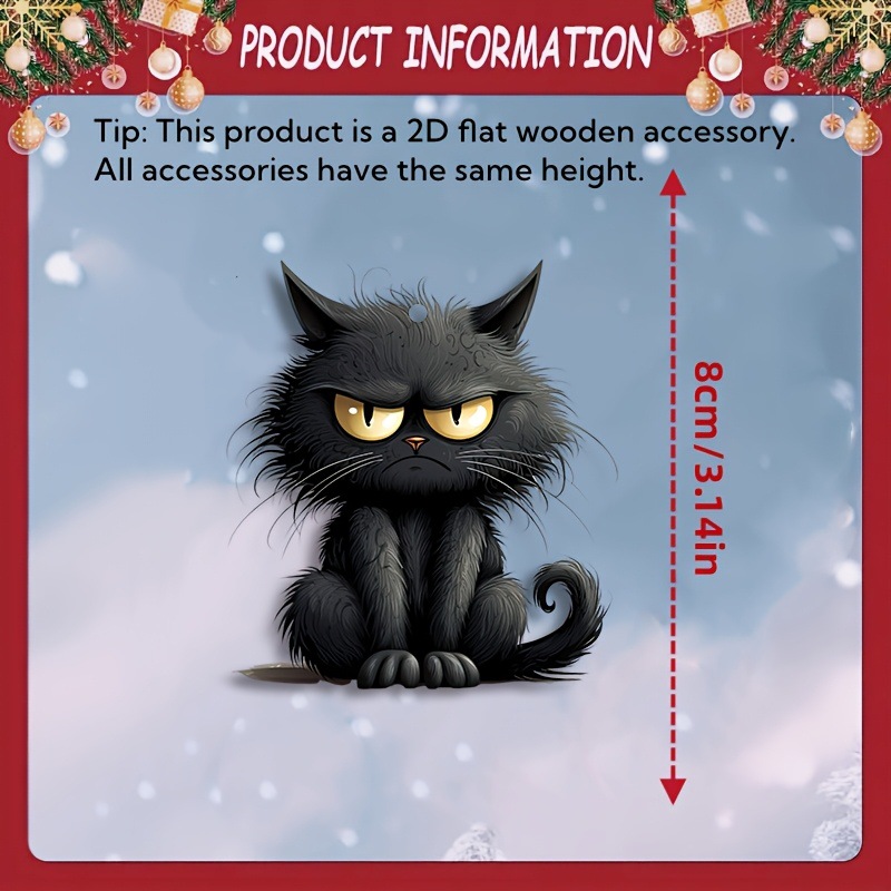 10 emoticones de gato negro colgantes de madera hechos a mano decoración navideña regalo perfecto para Navidad Halloween