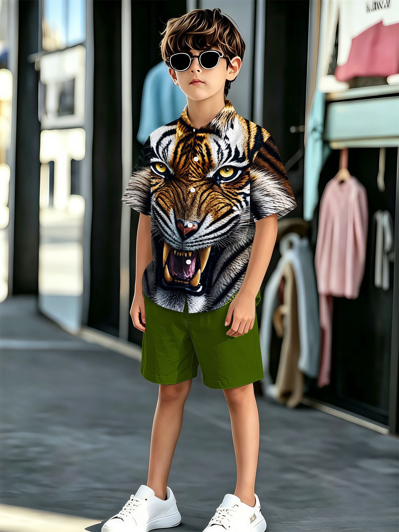 Boys 3d Printed T-shirt And Shorts Set With Pattern Designs_voghion.com