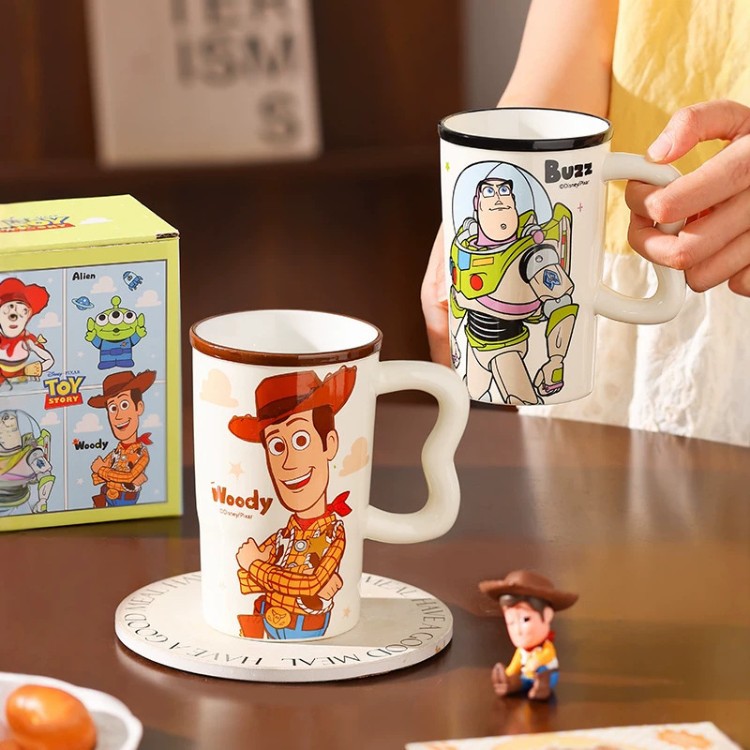 Tazas de Toy Story de gran capacidad de tazas de cerámica nuevas caricaturas de alto valor de pareja tazas de agua de oficina