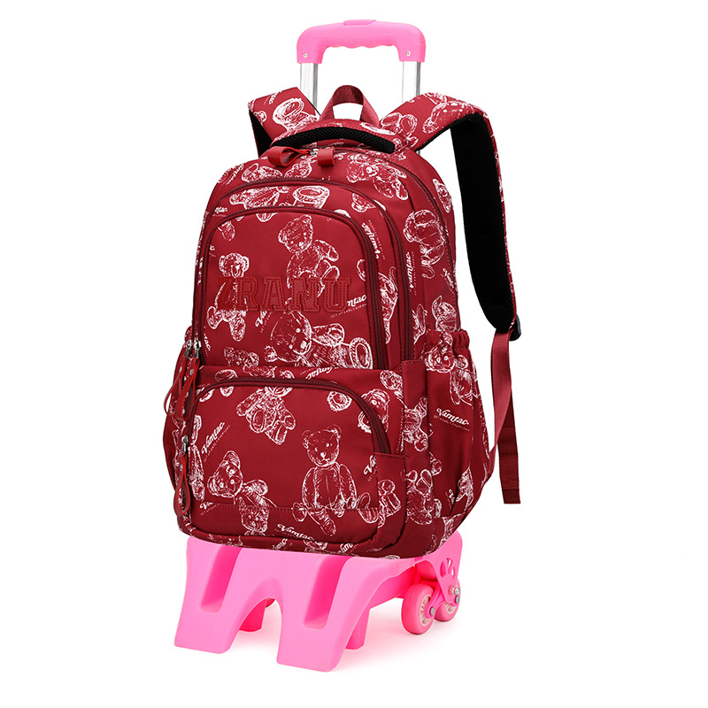 Mochila de pescado natural de alta capacidad para la escuela secundaria, buena bolsa de tirón para reducir la carga, fácil de arrastrar bolsa para subir escaleras