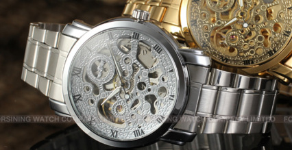 T-WINNER8047 nueva correa de acero hueco mecánico automático moda hombres reloj negocios