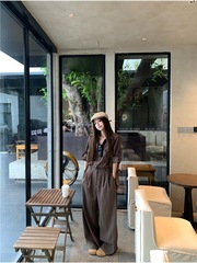 中长款撞色复古格子长袖衬衫女秋季2025新款百搭休闲美式宽松上衣