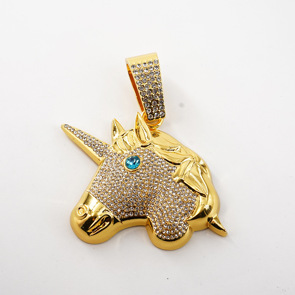 Collar de unicornio de moda europea y americana, nuevo y popular, estilo hip-hop, collar de animales de moda, accesorios de collar personalizados para hombre
