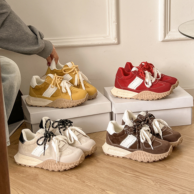 【Speed King】7Cm Arch Support~ Internal Height-Increasing Popcorn Thick-Soled Casual Sports German Training Shoes for Women, Forrest Gump Shoes