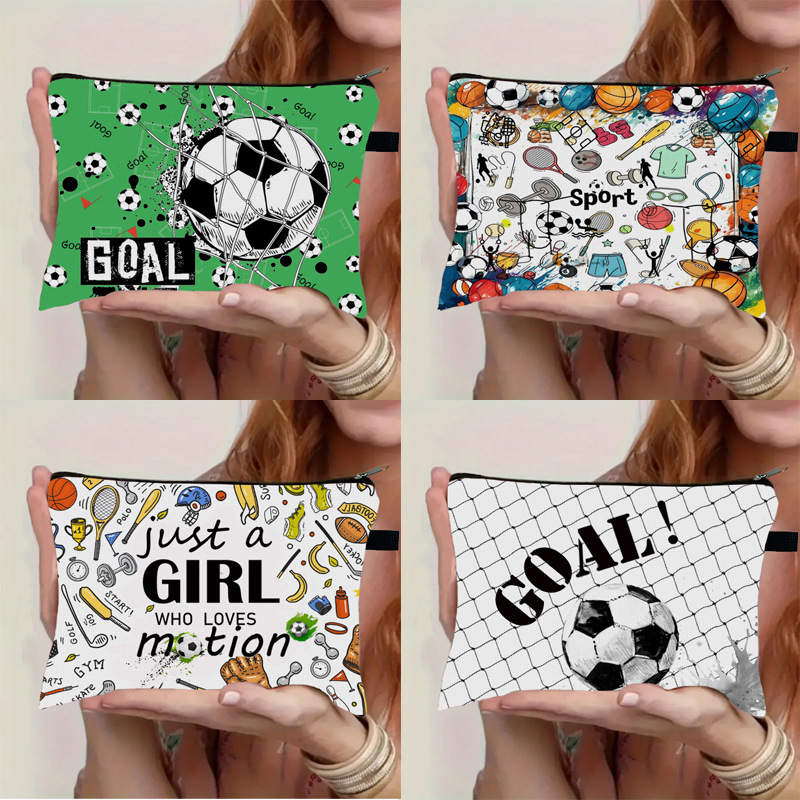 2025 축구 인쇄 대용량 화장품 가방 축구 선물 가방 나들이 카드 가방 동전 키 경량 보관 가방