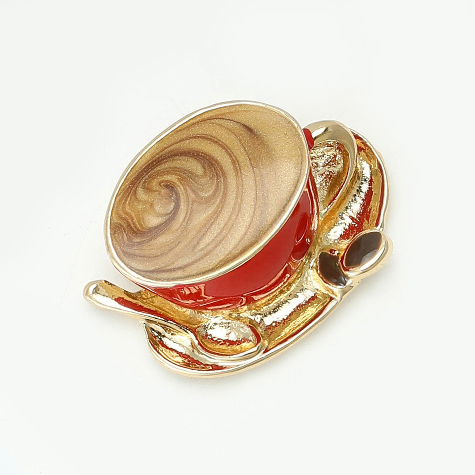 New Exquisite Creative Alloy Enamel Coffee Cup Brooch Personalized Creative Women's Clothing Corsage Jewelry Pin