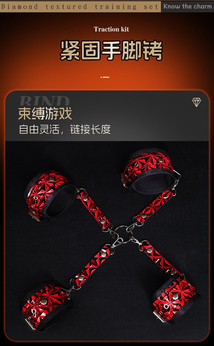 8-Piece Bondage Set with Hand and Foot Cuffs, Nipple Clamps, Oral Ball and Blindfold — detail image 5