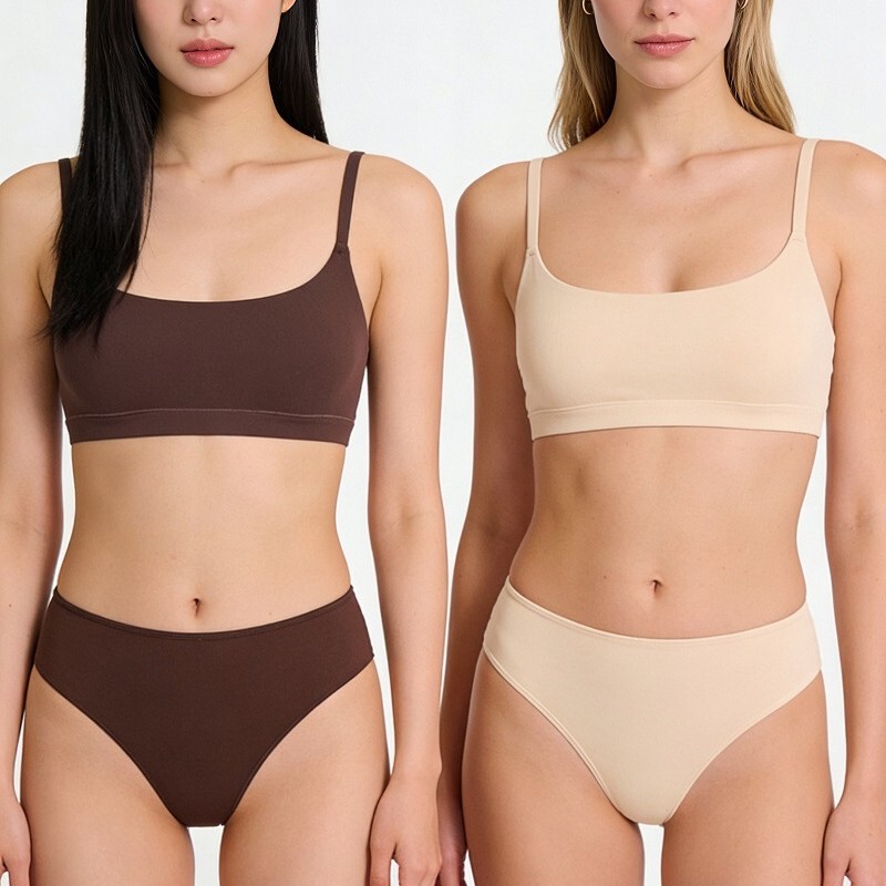 Skim Kardashi S Intimates Seamless Bra Women's Thin Cup Round Neck Vest Style Bra Set Fit Everybody