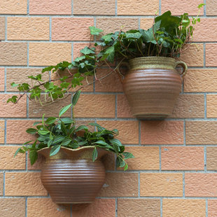 Wall-Mounted Ceramic Flower Pot, No-Drill, Creative Balcony Succulent Hanging Planter for Villa Courtyard Decoration