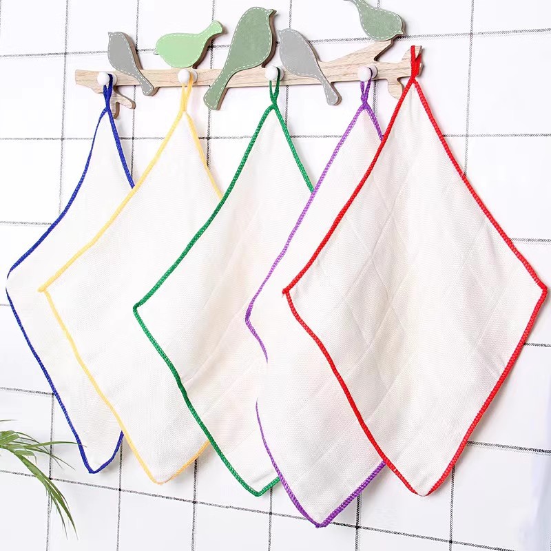 Household wooden bamboo fiber dish cloth oil-free thickened extra-large four-layer 30cm kitchen rag towel scouring pad free shipping
