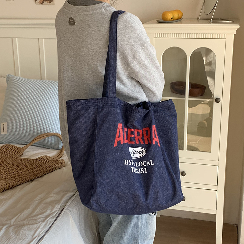 Bolso de hombro nuevo estilo casual versátil bolso denim Terber gran capacidad bolso tote nicho mochila bolso de lona