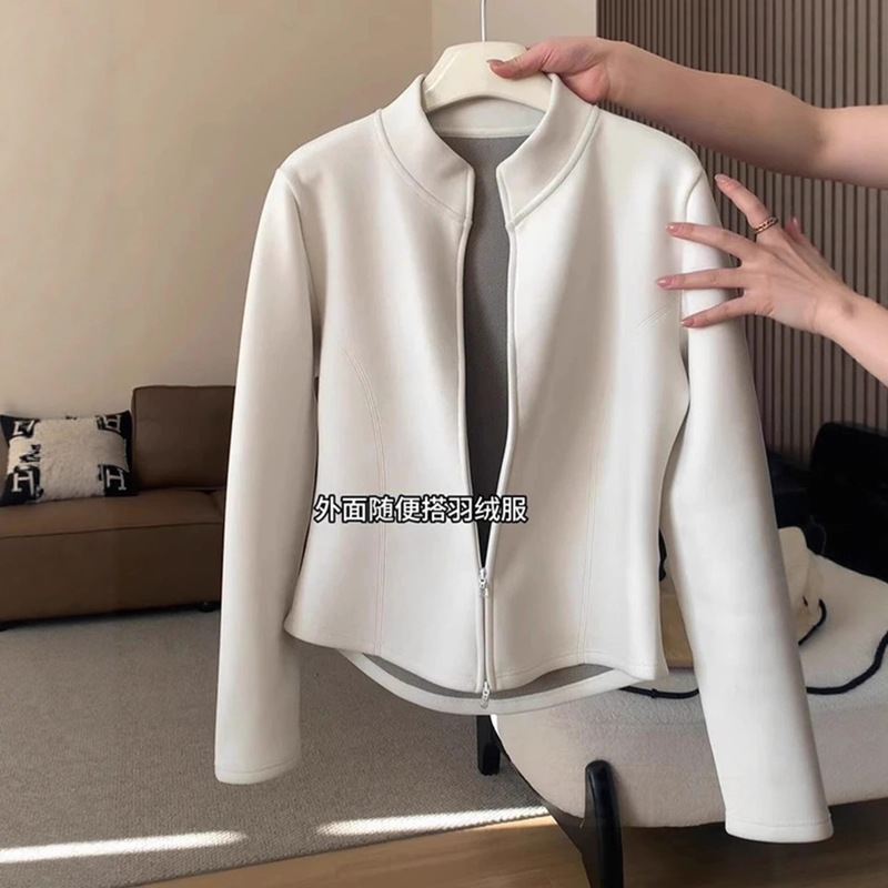 Slim-Fit Graphene Lining Jacket for Women, Winter Waist-Cinching Base Layer, Warm Fleece-Lined Thickened Top for Layering