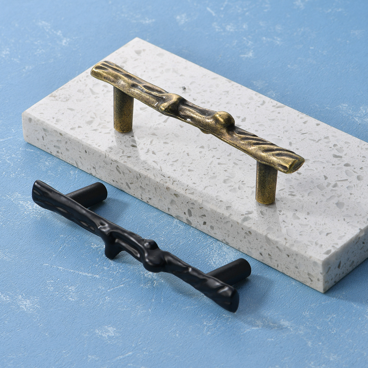 Modern minimalist black cabinet drawer pulls kitchen shoe cabinet handle extended wardrobe door branch handle alloy